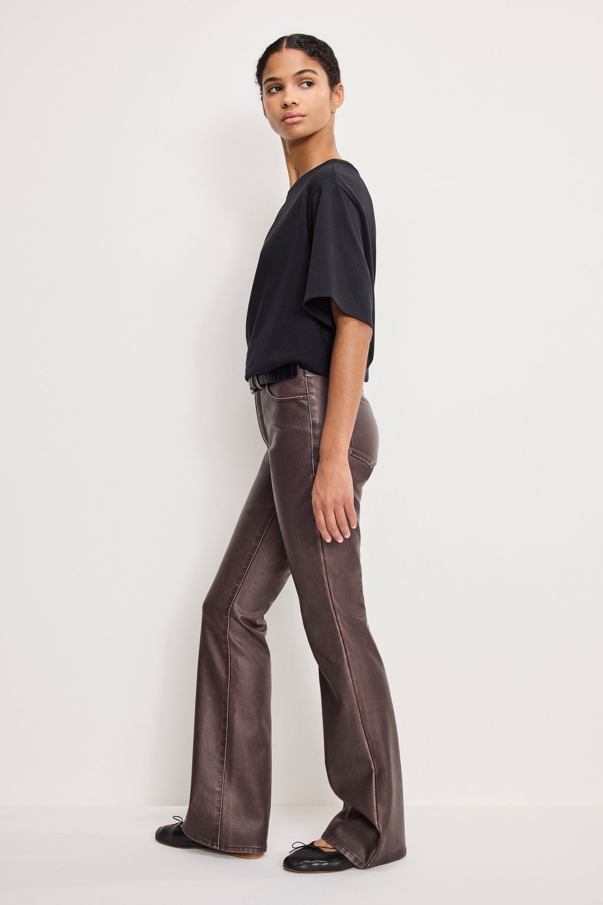 Luxury GOOD CLASSIC BOOTCUT FAUX LEATHER PANTS VAMP001