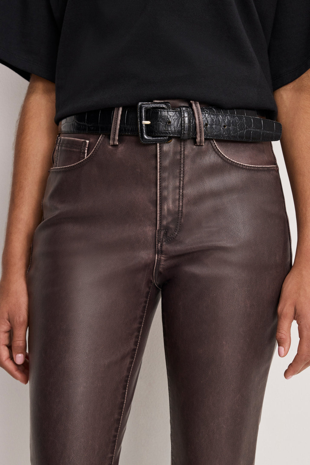 Luxury GOOD CLASSIC BOOTCUT FAUX LEATHER PANTS VAMP001