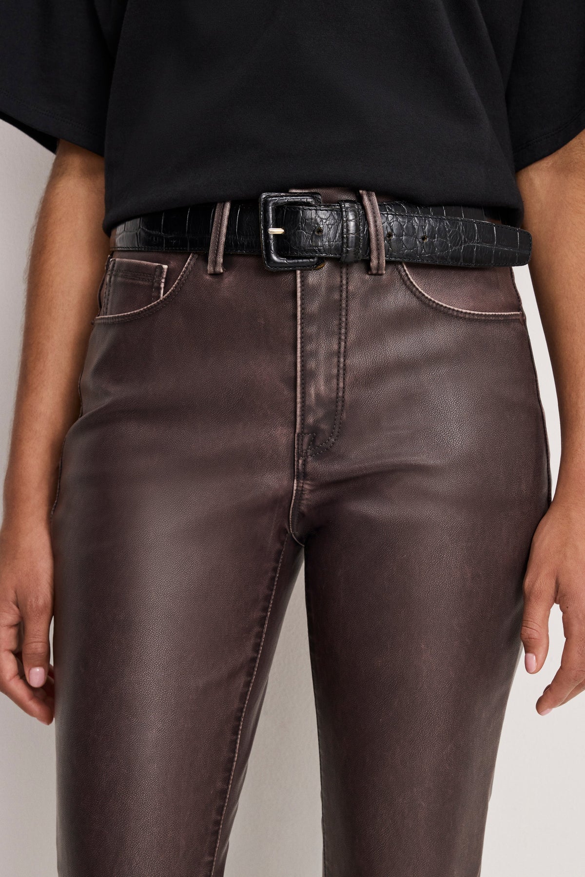 Luxury GOOD CLASSIC BOOTCUT FAUX LEATHER PANTS VAMP001