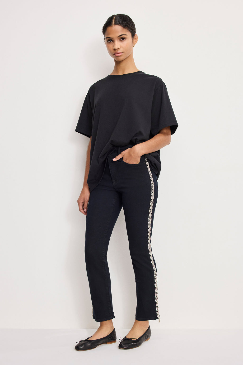 Luxury GOOD LEGS STRAIGHT DIAMOND JEANS BLACK411