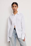 Luxury POPLIN TIE BACK SHIRT WHITE001