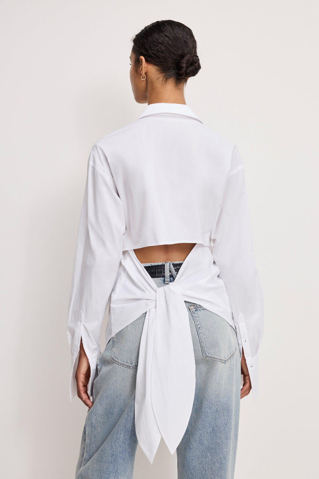 Luxury POPLIN TIE BACK SHIRT WHITE001
