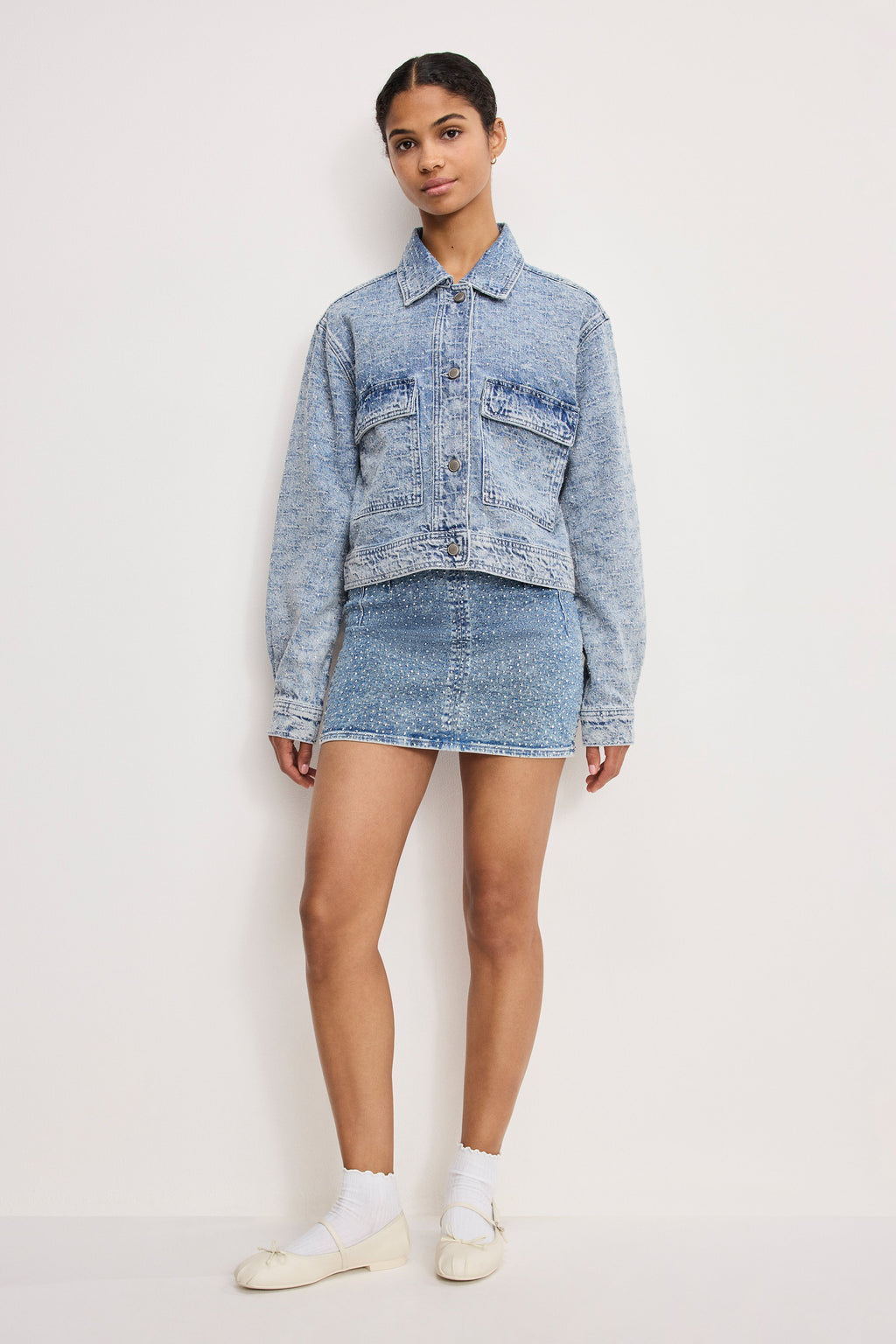 Luxury CRYSTAL DENIM JACKET INDIGO1070