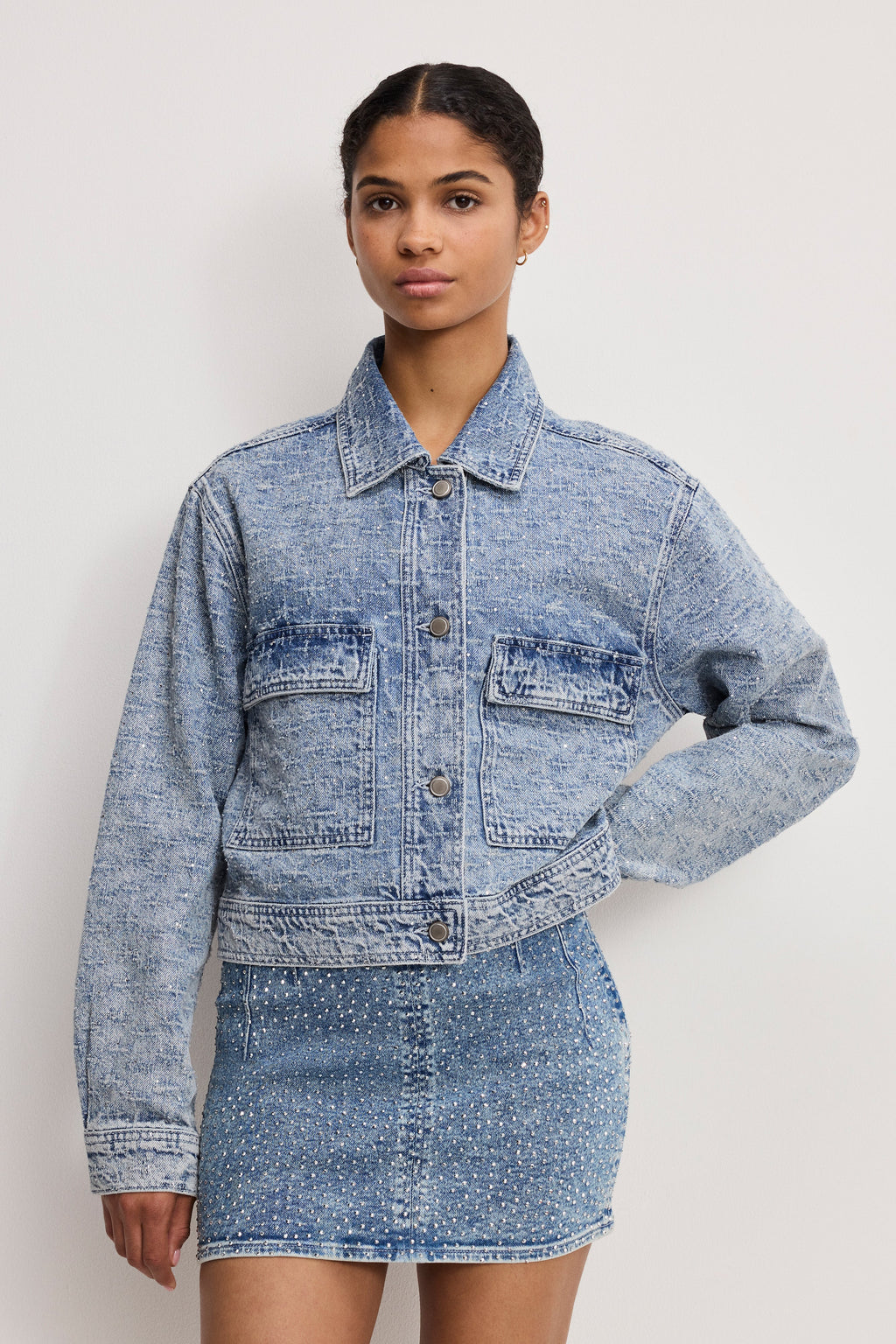 Luxury CRYSTAL DENIM JACKET INDIGO1070