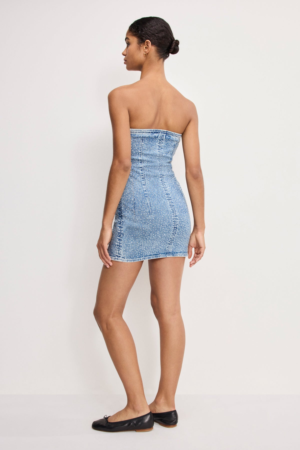 Luxury CRYSTAL STRAPLESS MINI DRESS INDIGO1097