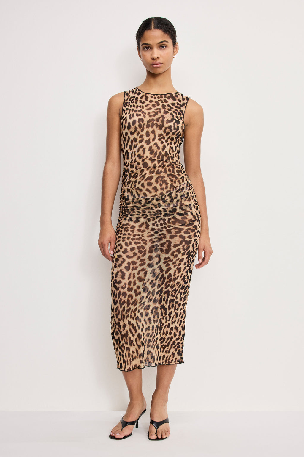 Luxury MESH MIDI DRESS LUCKY LEOPARD001