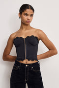 Luxury MATTE JERSEY LACE TRIM BUSTIER BLACK001