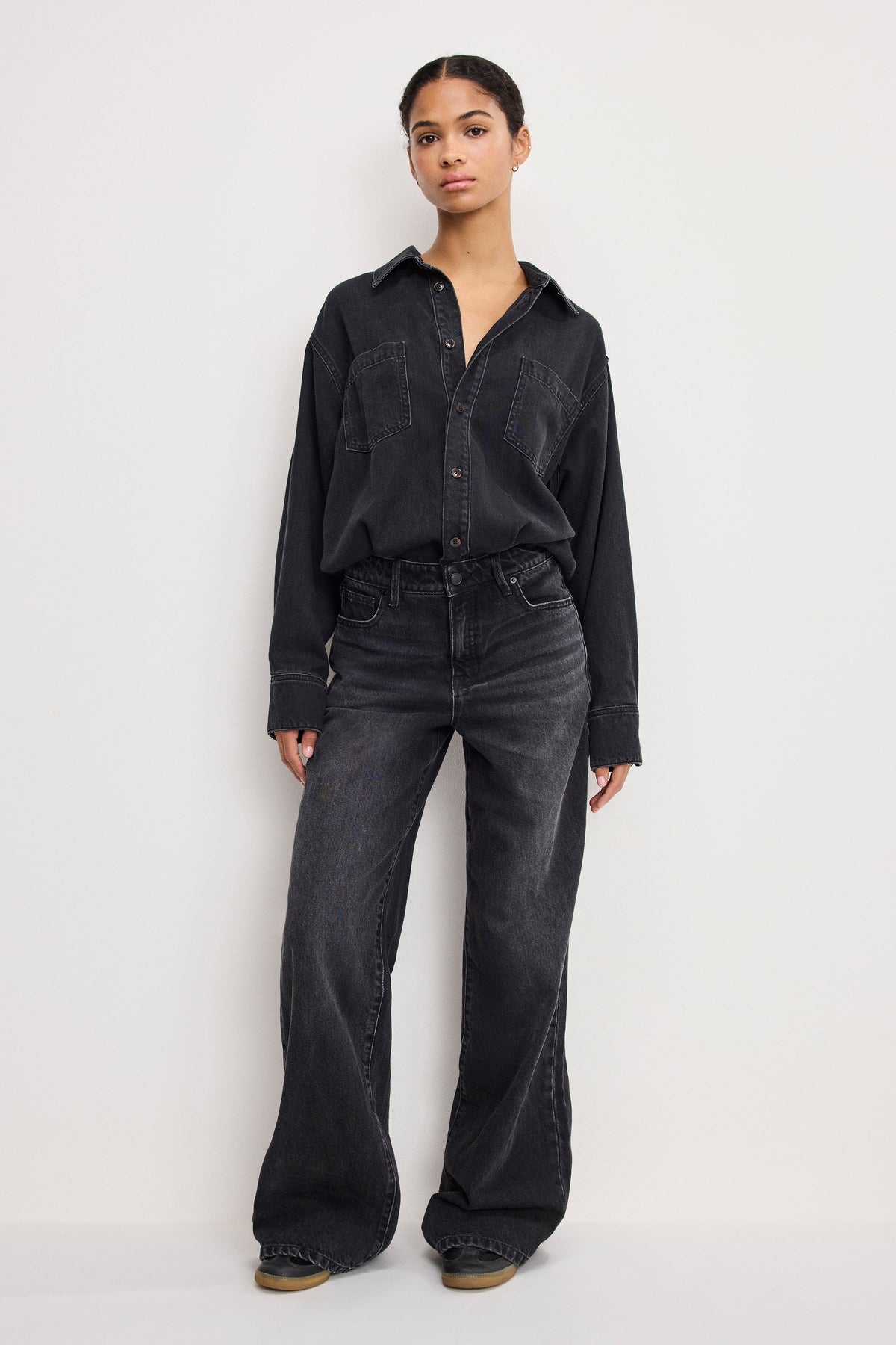 Luxury DENIM SHIRT JUMPSUIT BLACK389