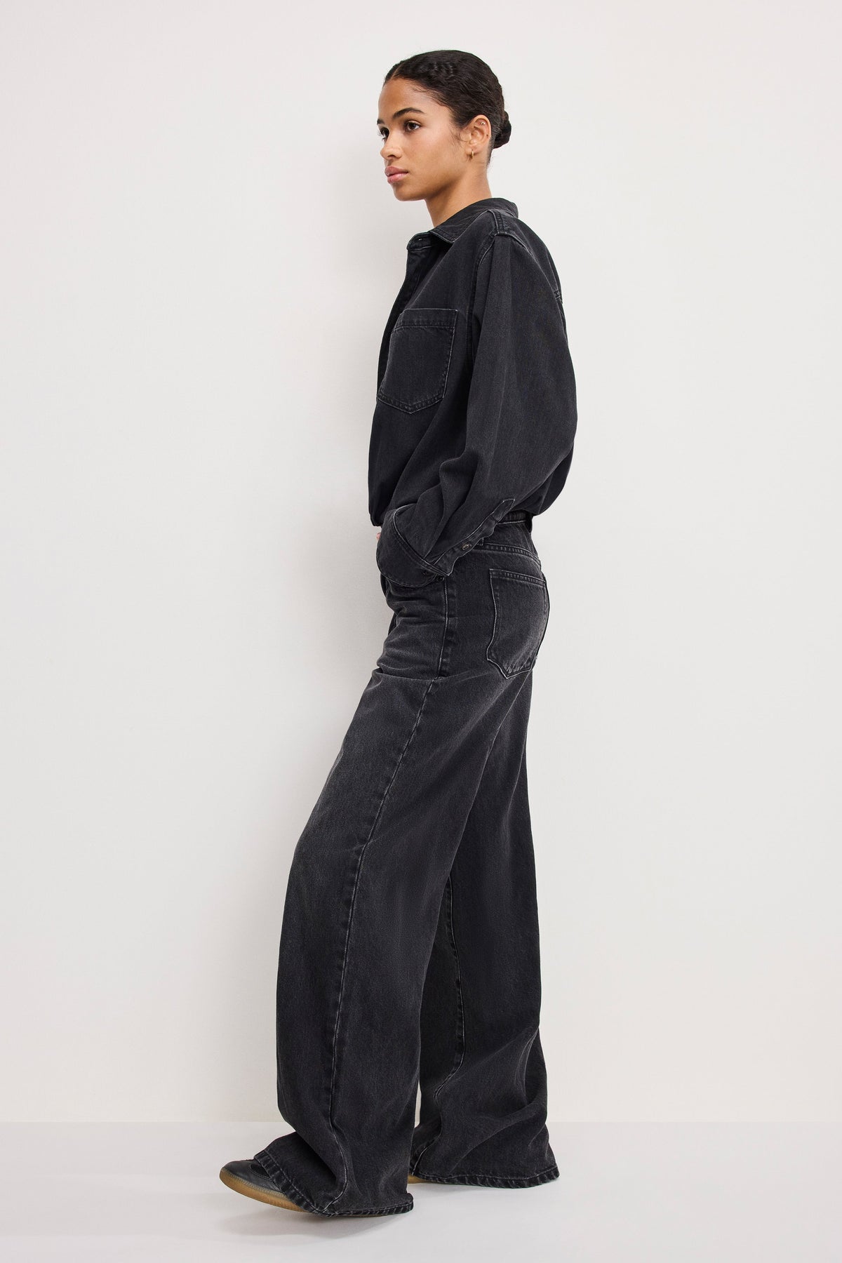 Luxury DENIM SHIRT JUMPSUIT BLACK389