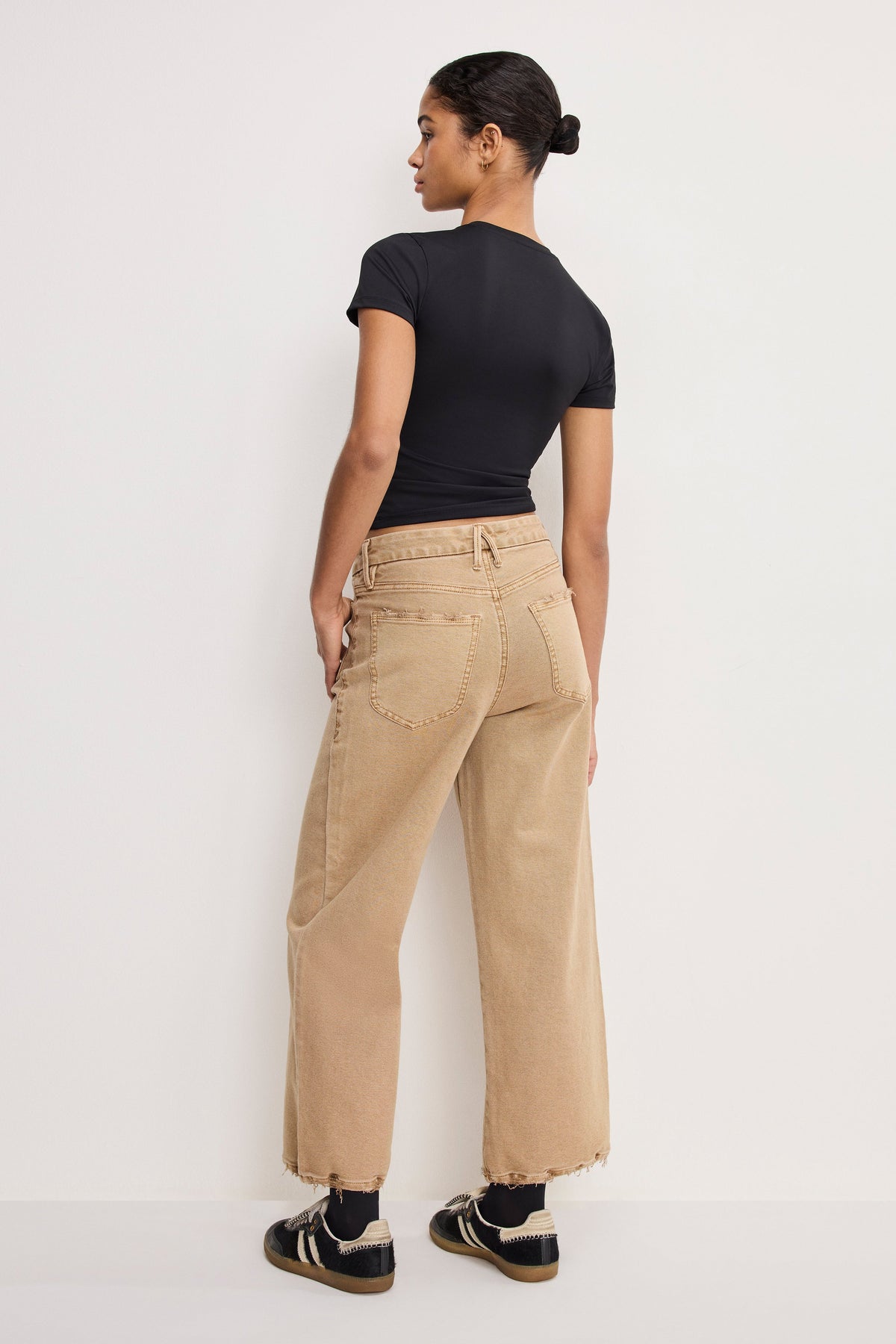 Luxury PALAZZO CROPPED PANTS GOOD KHAKI001