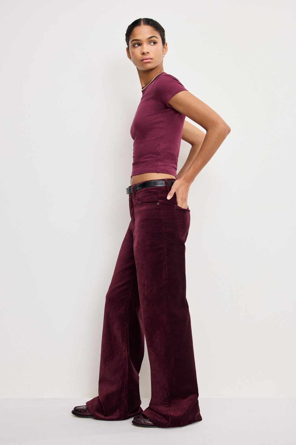 Luxury VELVET GOOD WAIST PALAZZO PANTS FIG007