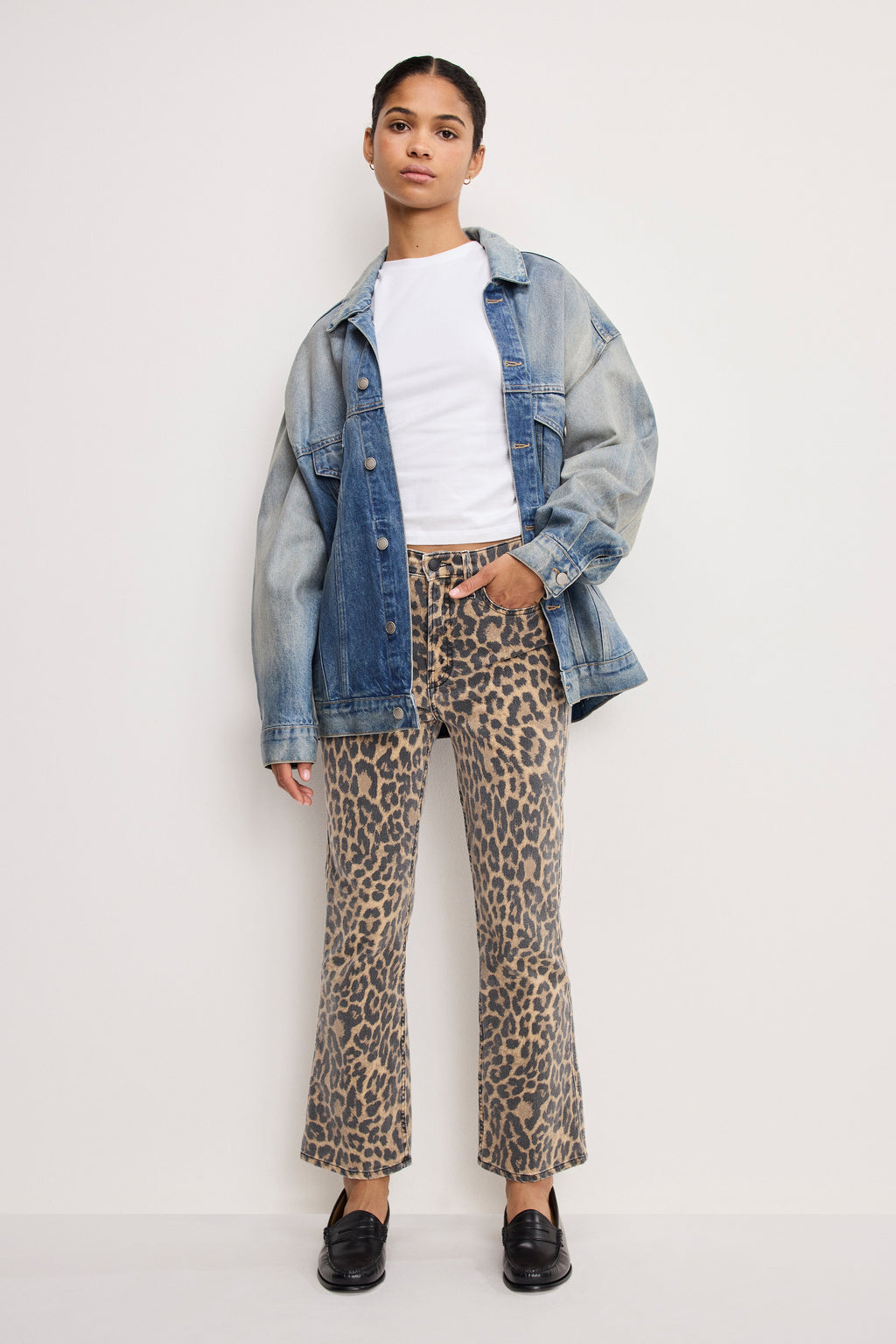 Luxury GOOD KICK FLARE LEOPARD JEANS LUCKY LEOPARD001