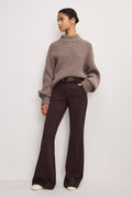 Luxury ESSENTIAL SUITING FLARE TROUSERS DARK CHOCOLATE