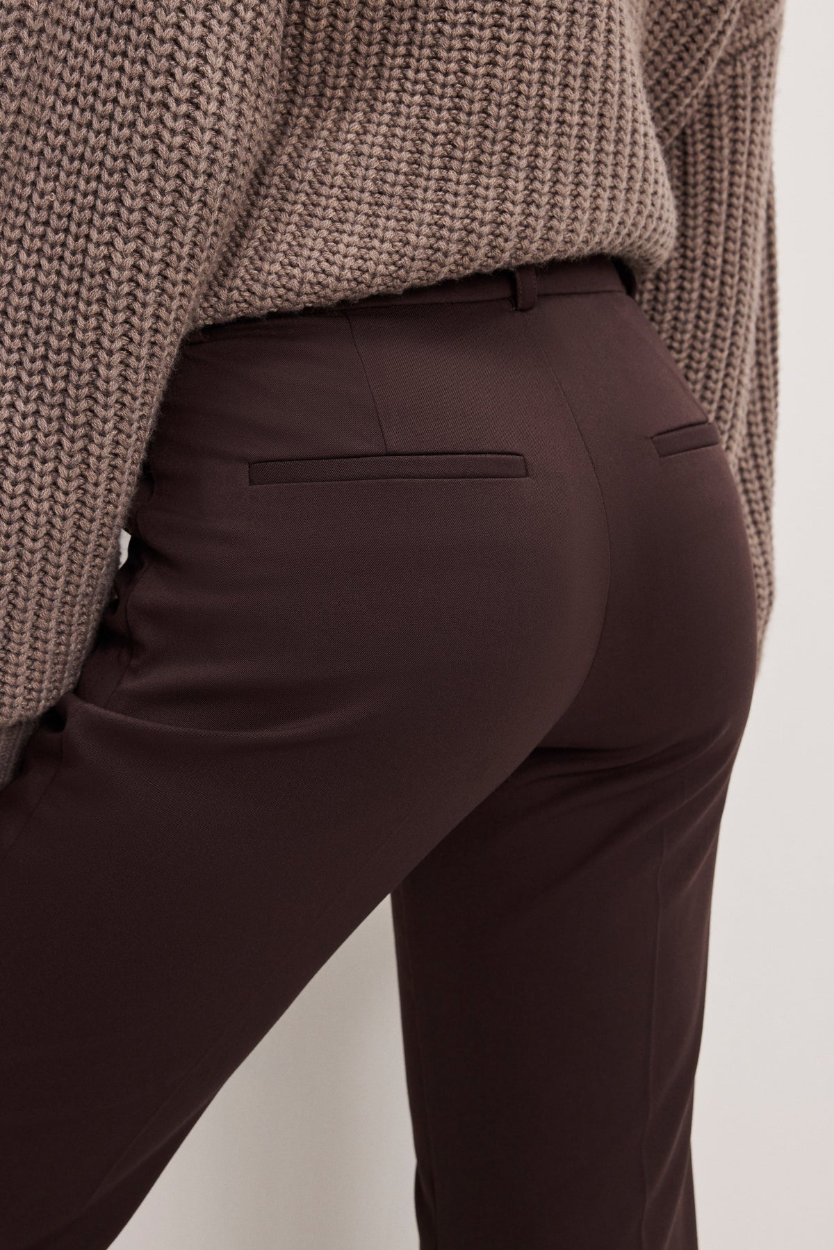 Luxury ESSENTIAL SUITING FLARE TROUSERS DARK CHOCOLATE