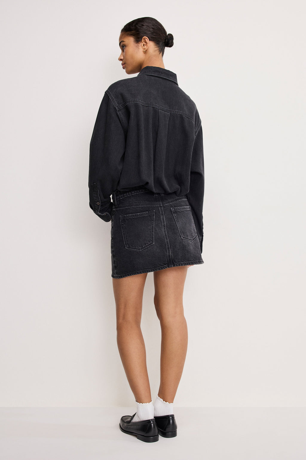 Luxury DENIM SHIRT DRESS BLACK389