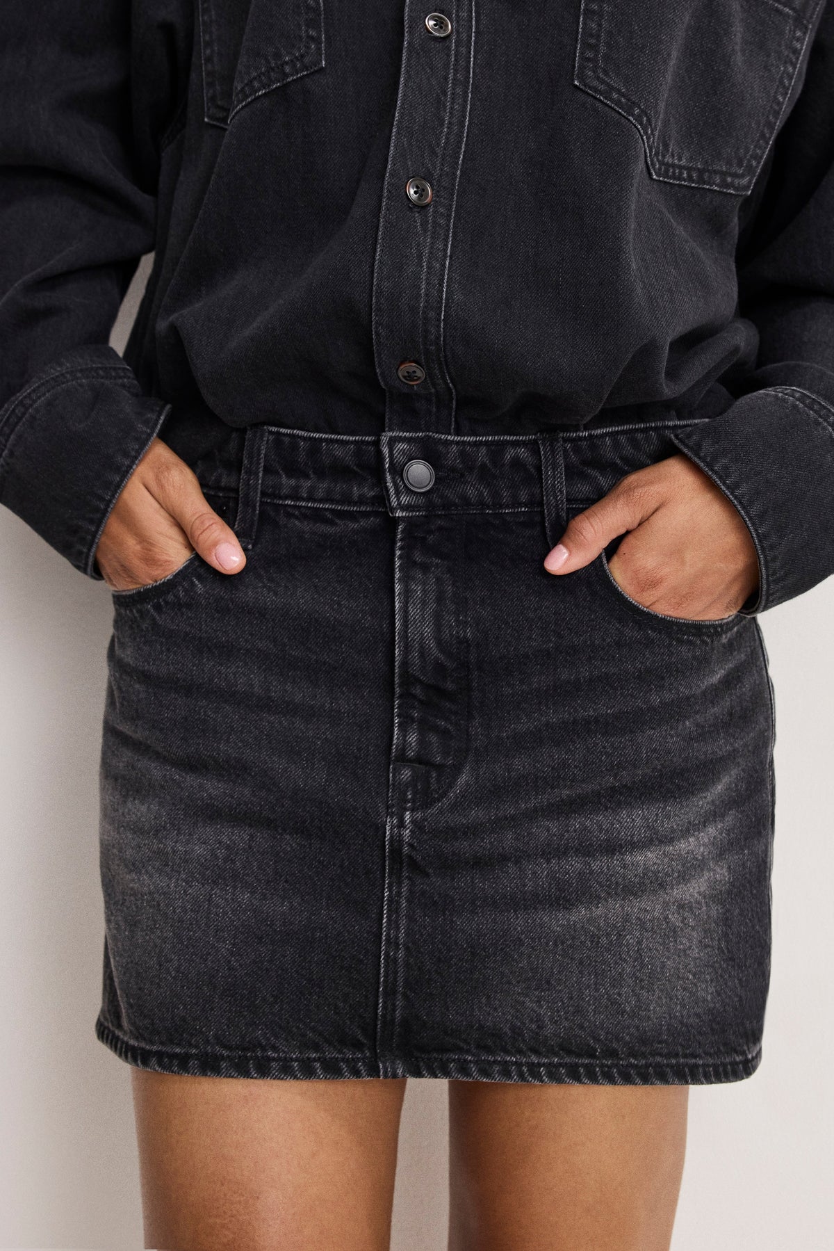 Luxury DENIM SHIRT DRESS BLACK389