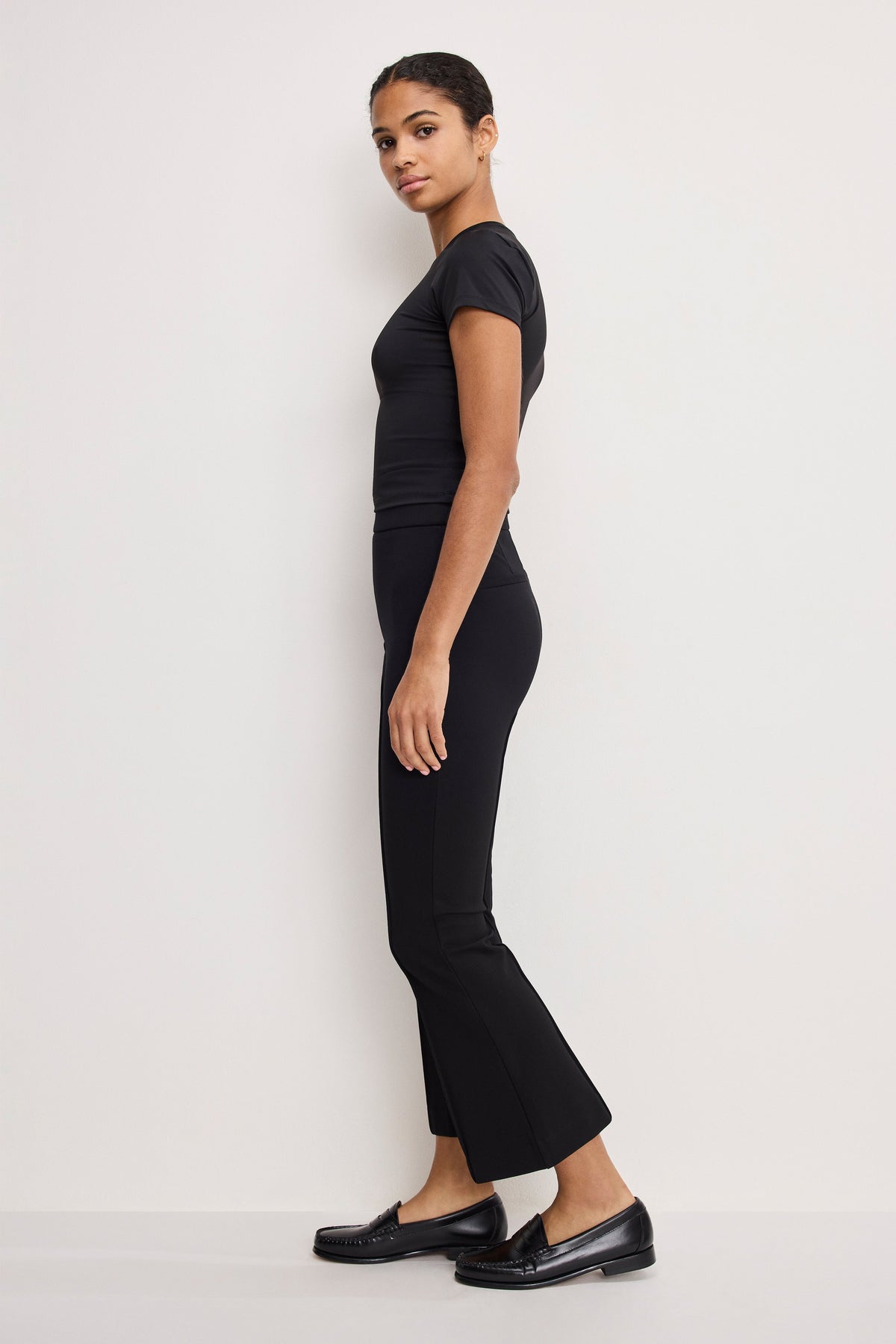 Luxury SOFT STRETCH PONTE KICK FLARE PANTS BLACK001