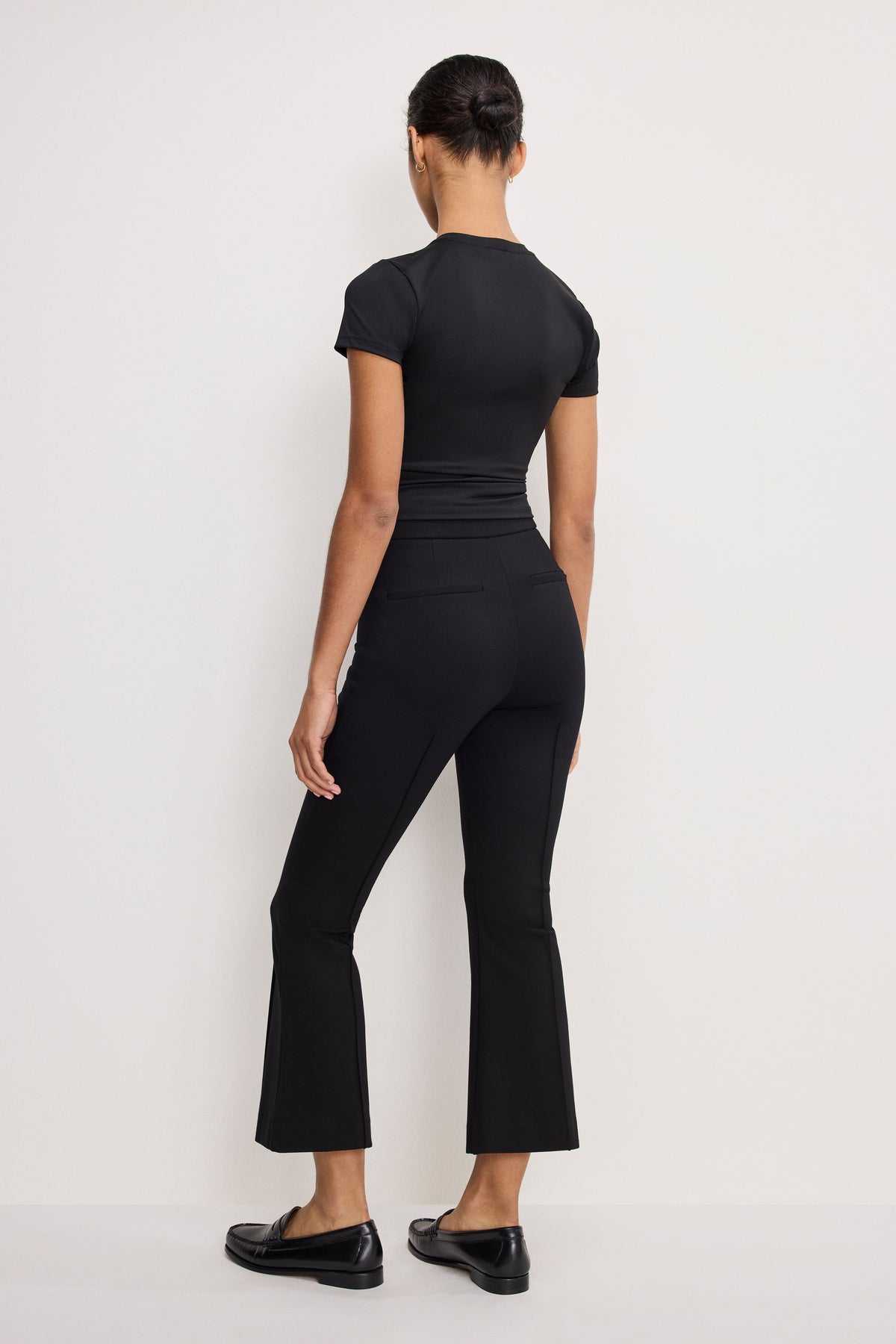 Luxury SOFT STRETCH PONTE KICK FLARE PANTS BLACK001