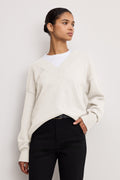 Luxury DEEP V KNIT SWEATER VANILLA001