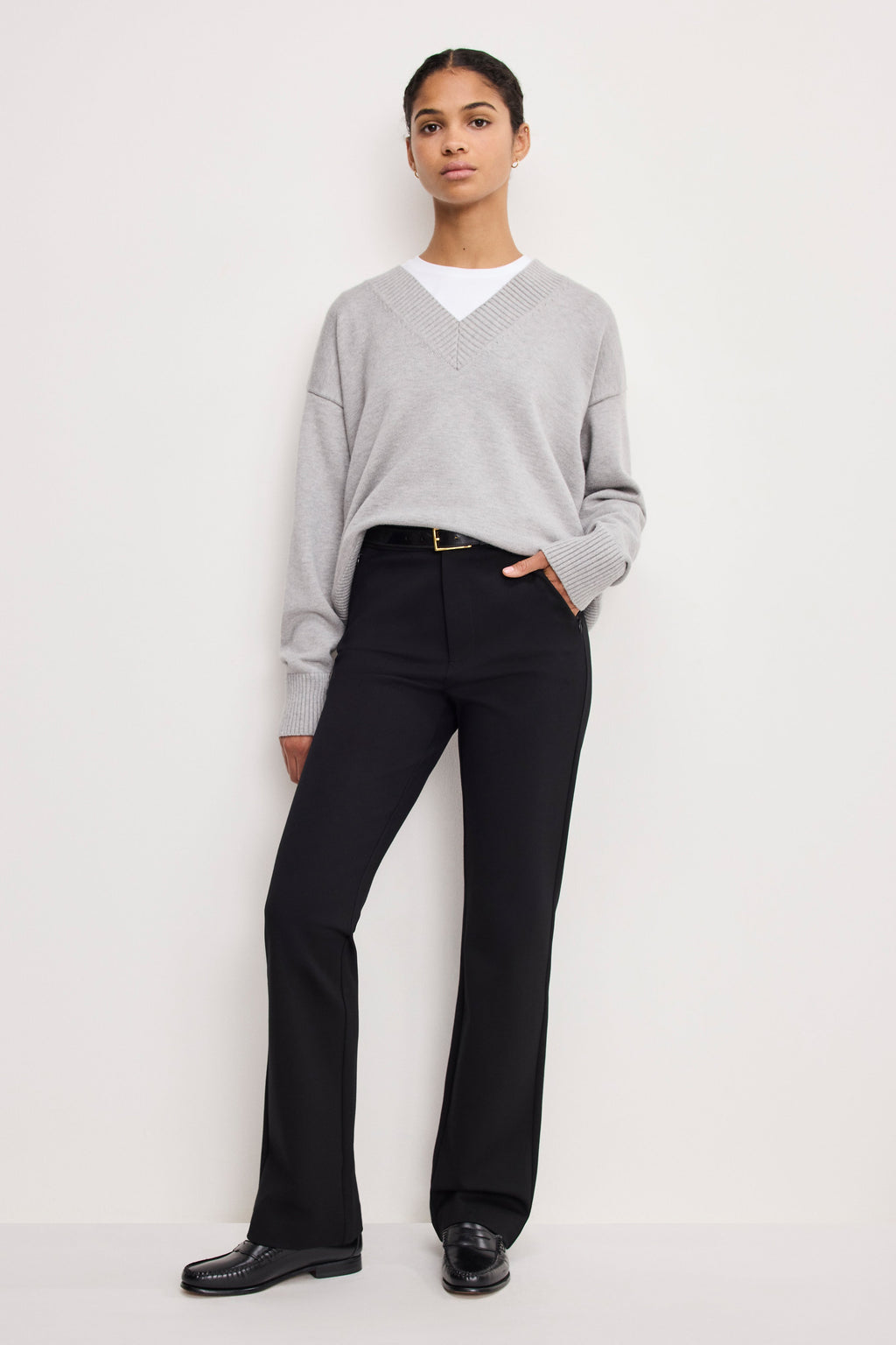 Luxury SOFT STRETCH PONTE STRAIGHT TROUSERS BLACK001