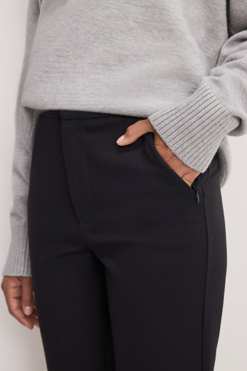 Luxury SOFT STRETCH PONTE STRAIGHT TROUSERS BLACK001