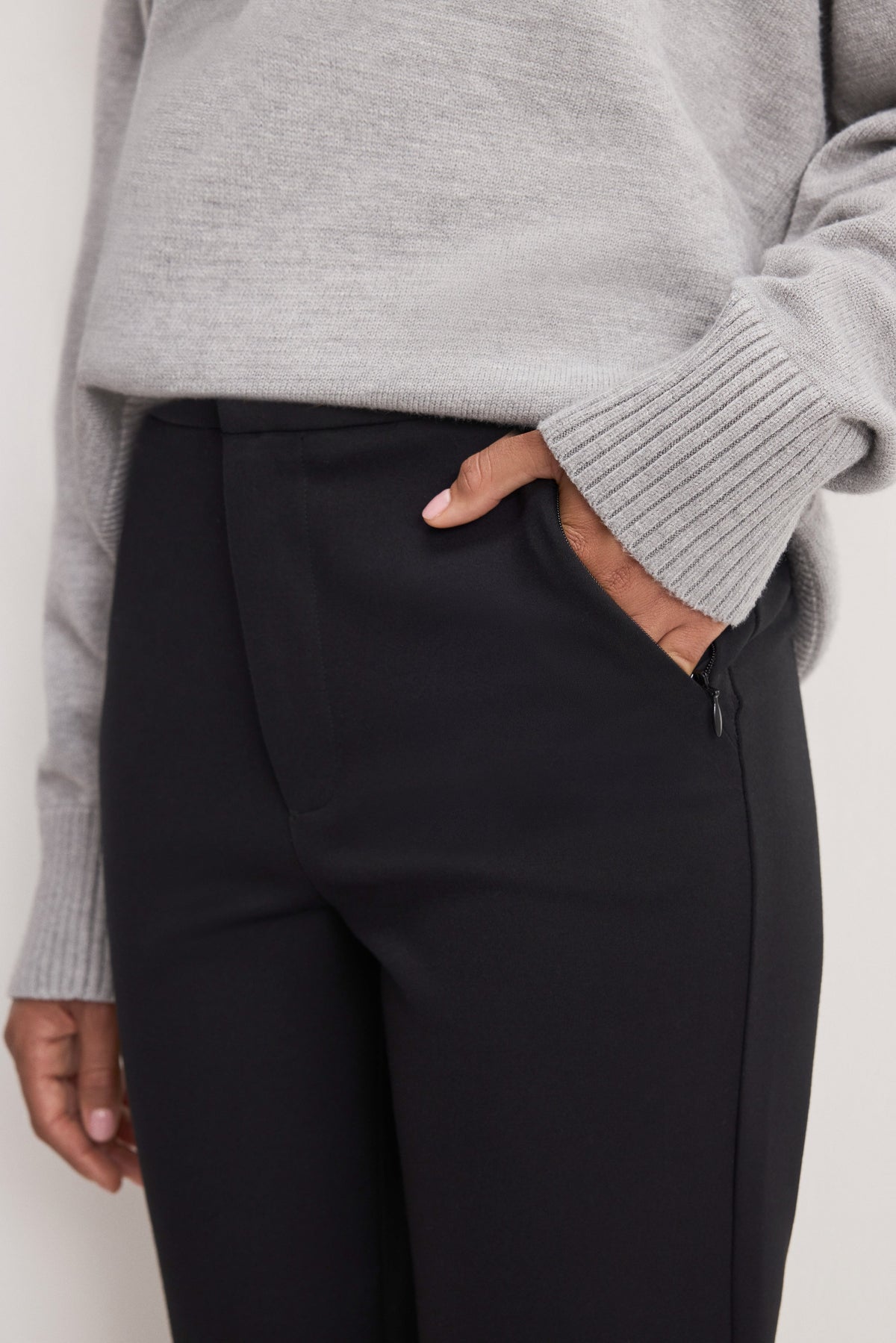 Luxury SOFT STRETCH PONTE STRAIGHT TROUSERS BLACK001