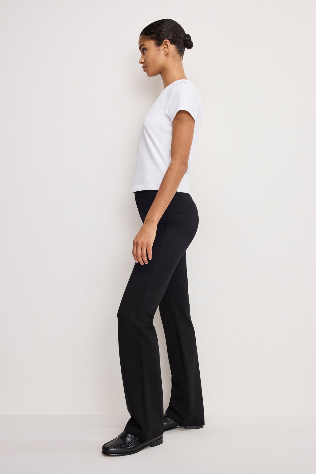 Luxury SOFT STRETCH PONTE STRAIGHT TROUSERS BLACK001