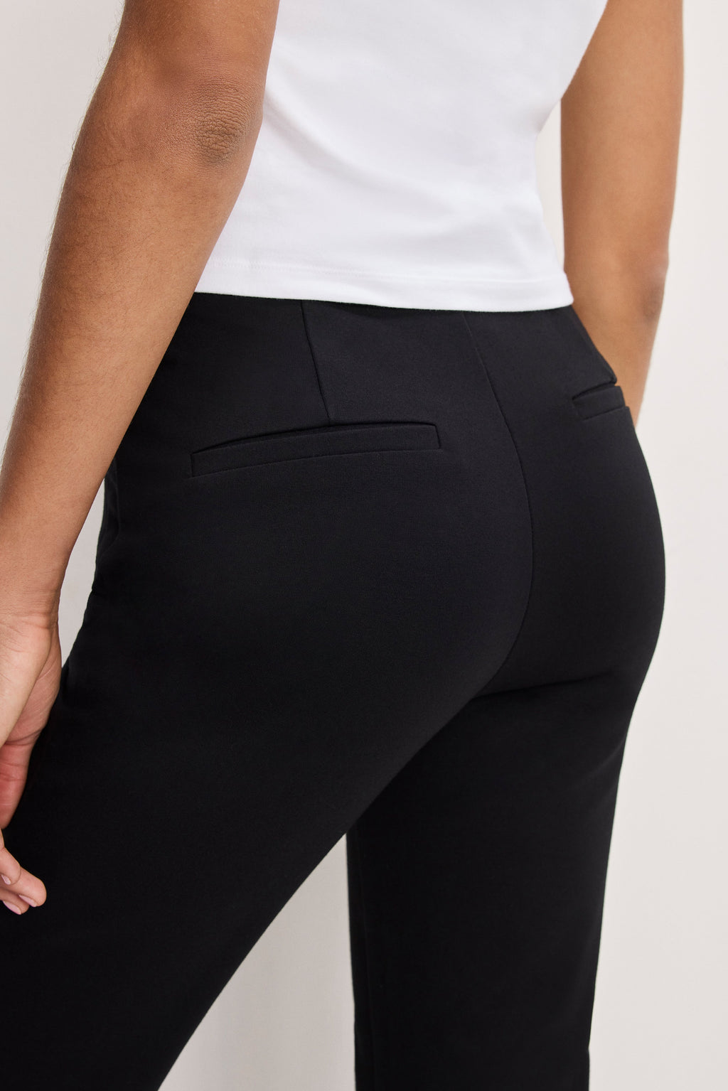 Luxury SOFT STRETCH PONTE STRAIGHT TROUSERS BLACK001
