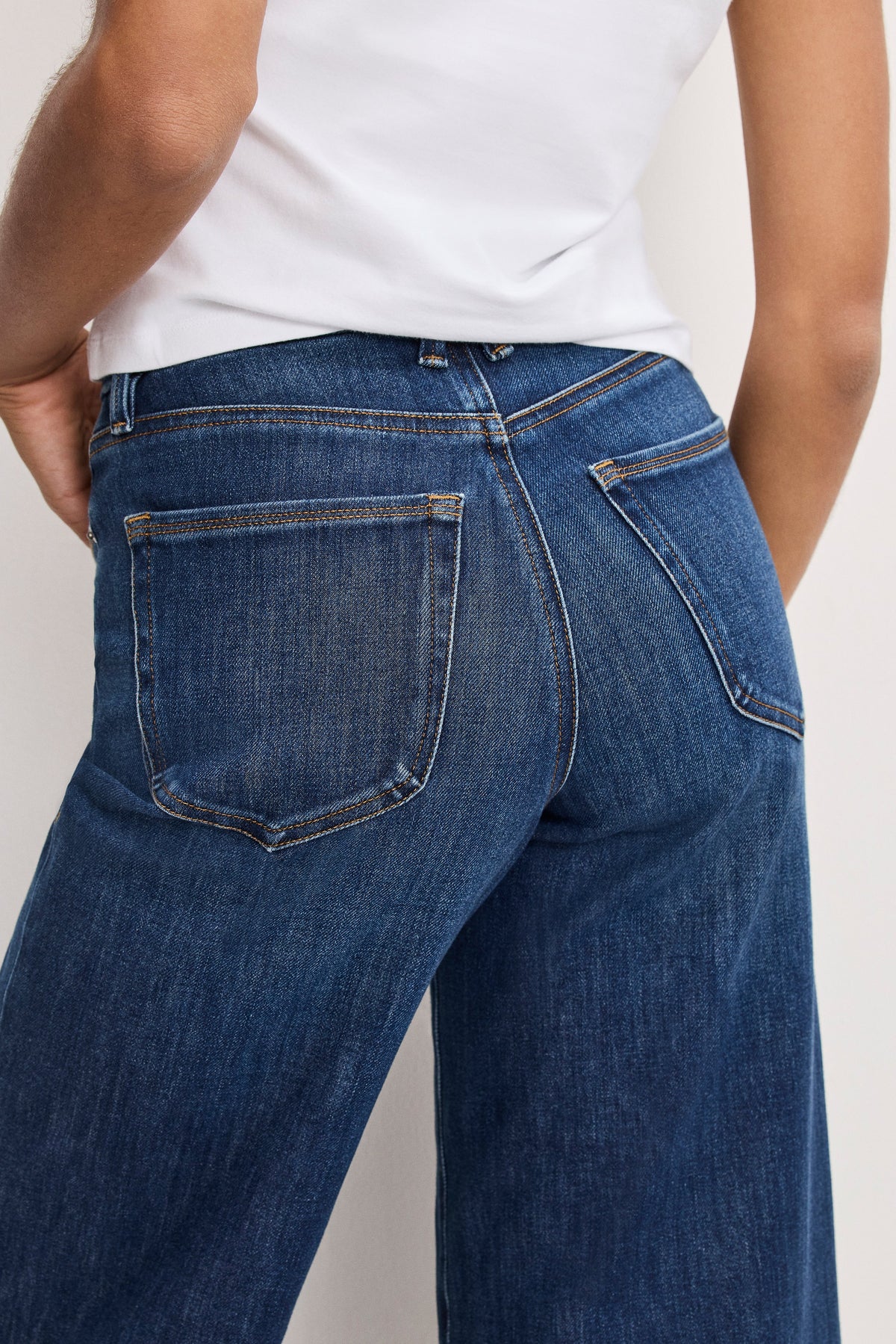 Luxury SOFT TECH GOOD WAIST PALAZZO CROPPED JEANS INDIGO977