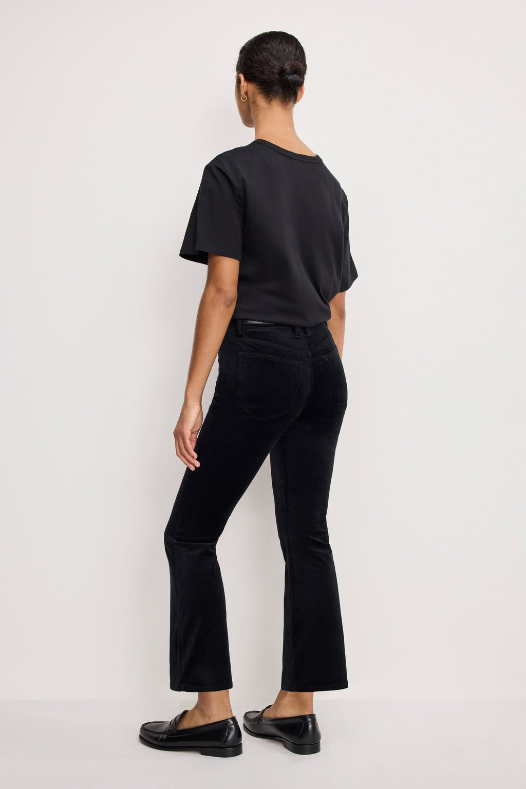 Luxury VELVET GOOD HIGH RISE KICK FLARE PANTS BLACK001