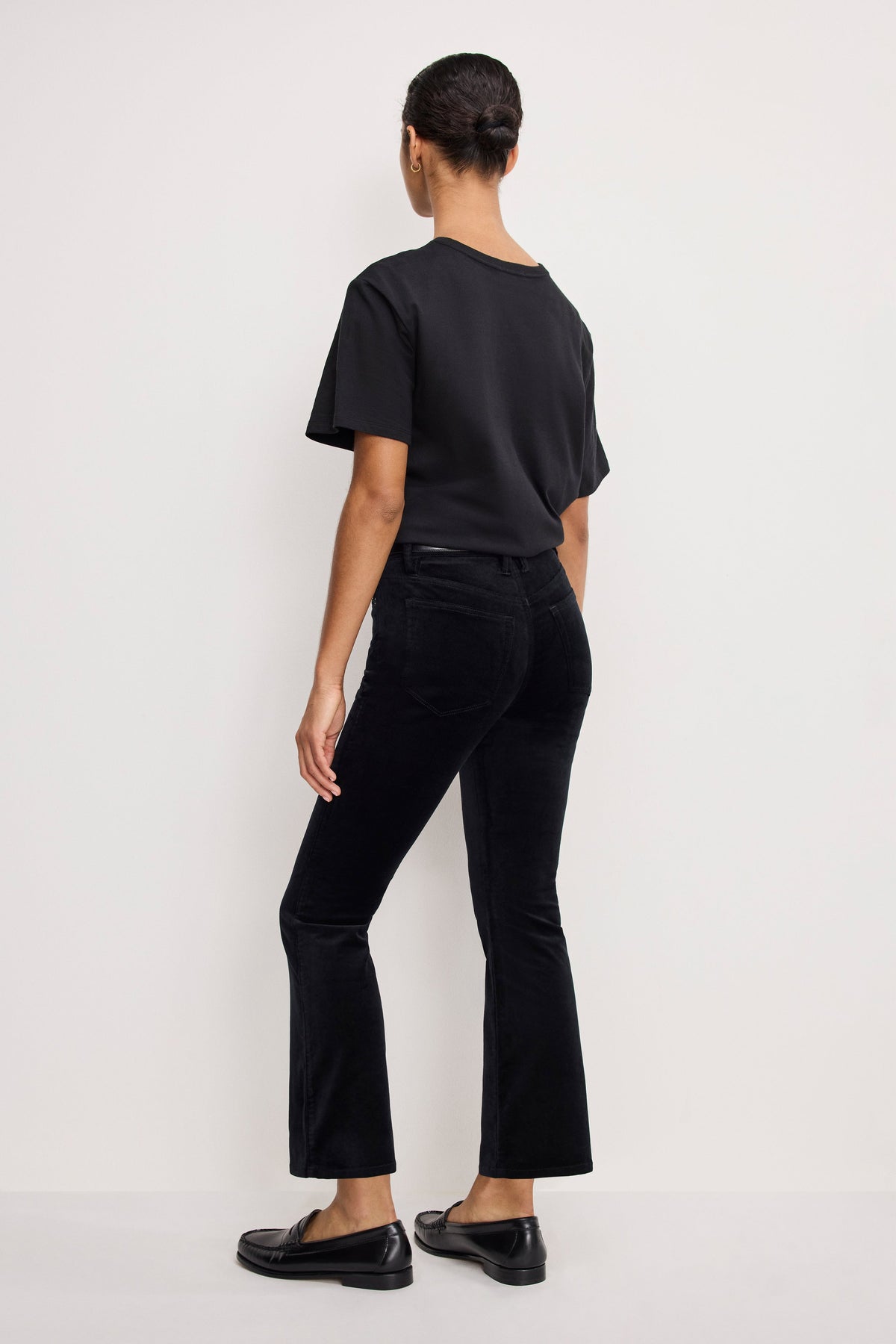 Luxury VELVET GOOD HIGH RISE KICK FLARE PANTS BLACK001