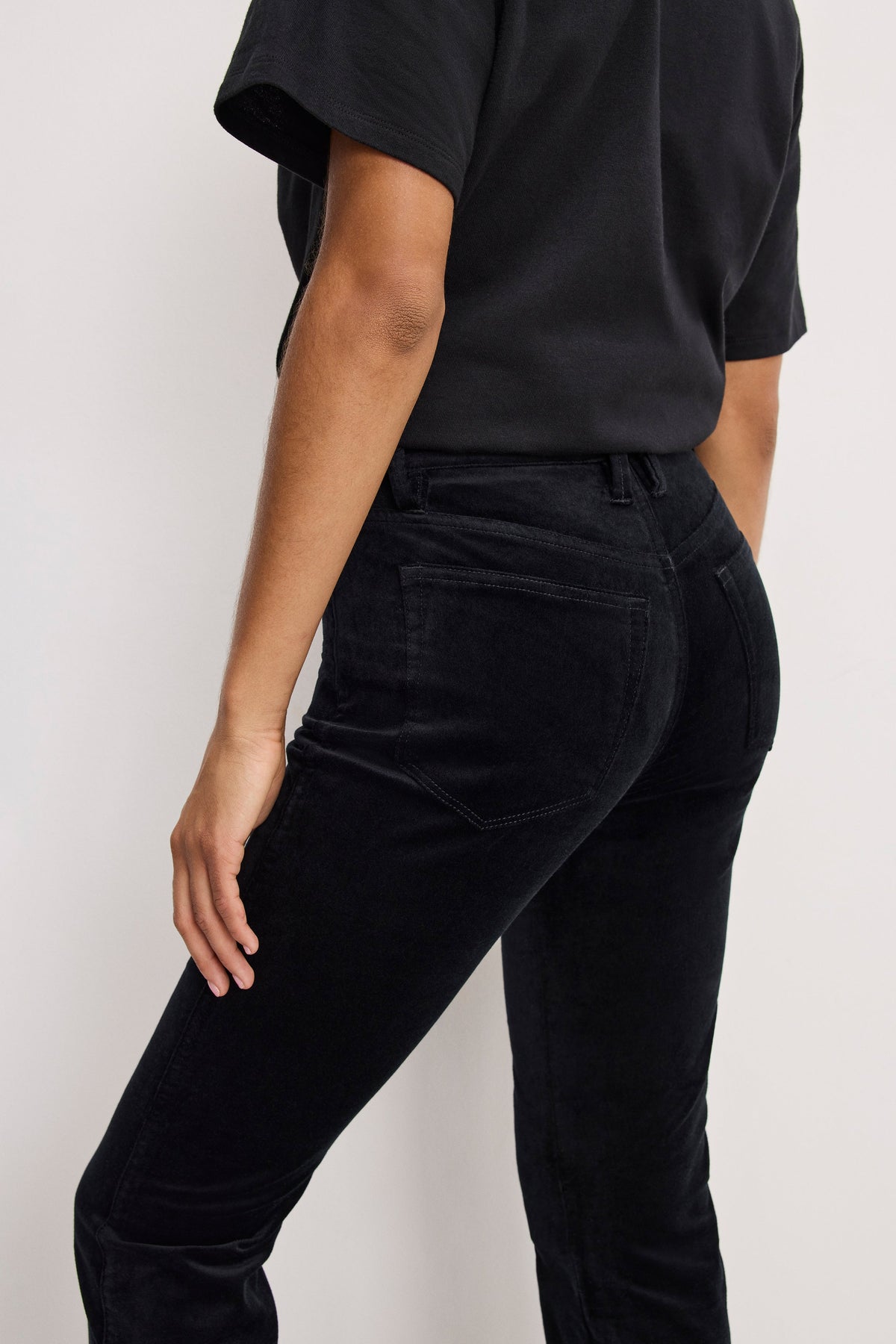 Luxury VELVET GOOD HIGH RISE KICK FLARE PANTS BLACK001