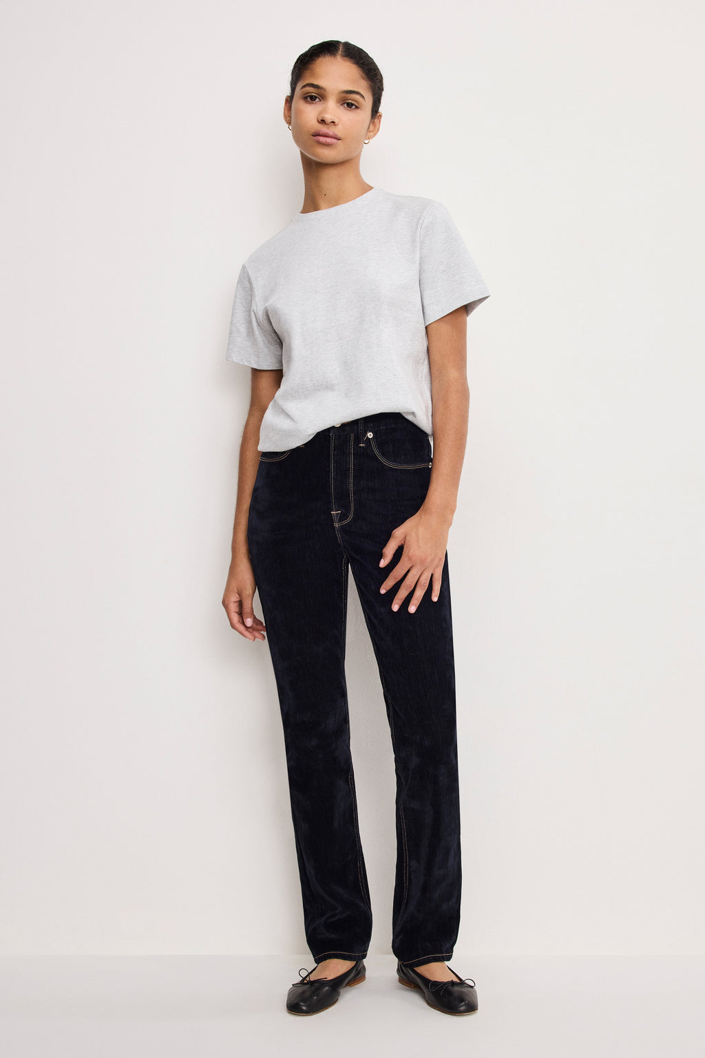 Luxury GOOD ICON STRAIGHT FLOCKED DENIM JEANS INDIGO939