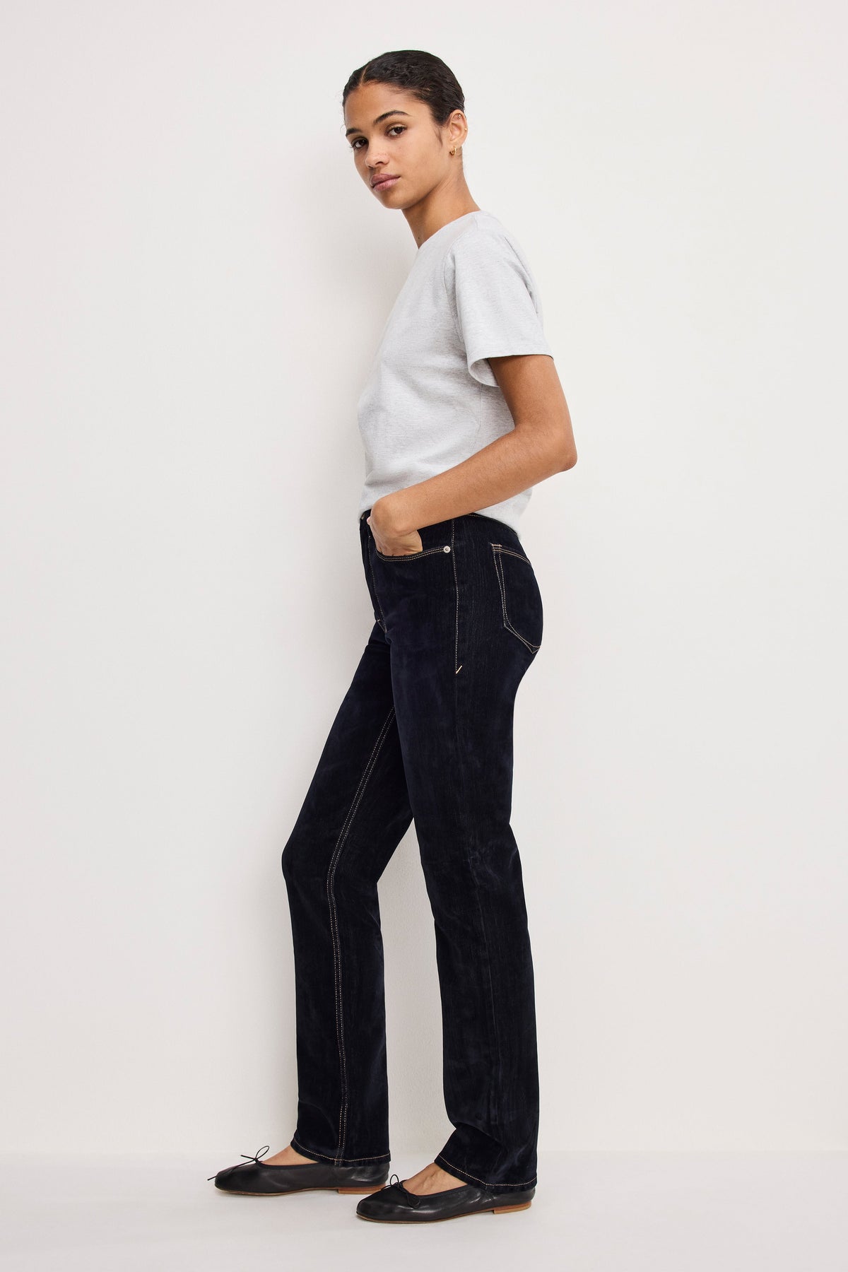 Luxury GOOD ICON STRAIGHT FLOCKED DENIM JEANS INDIGO939