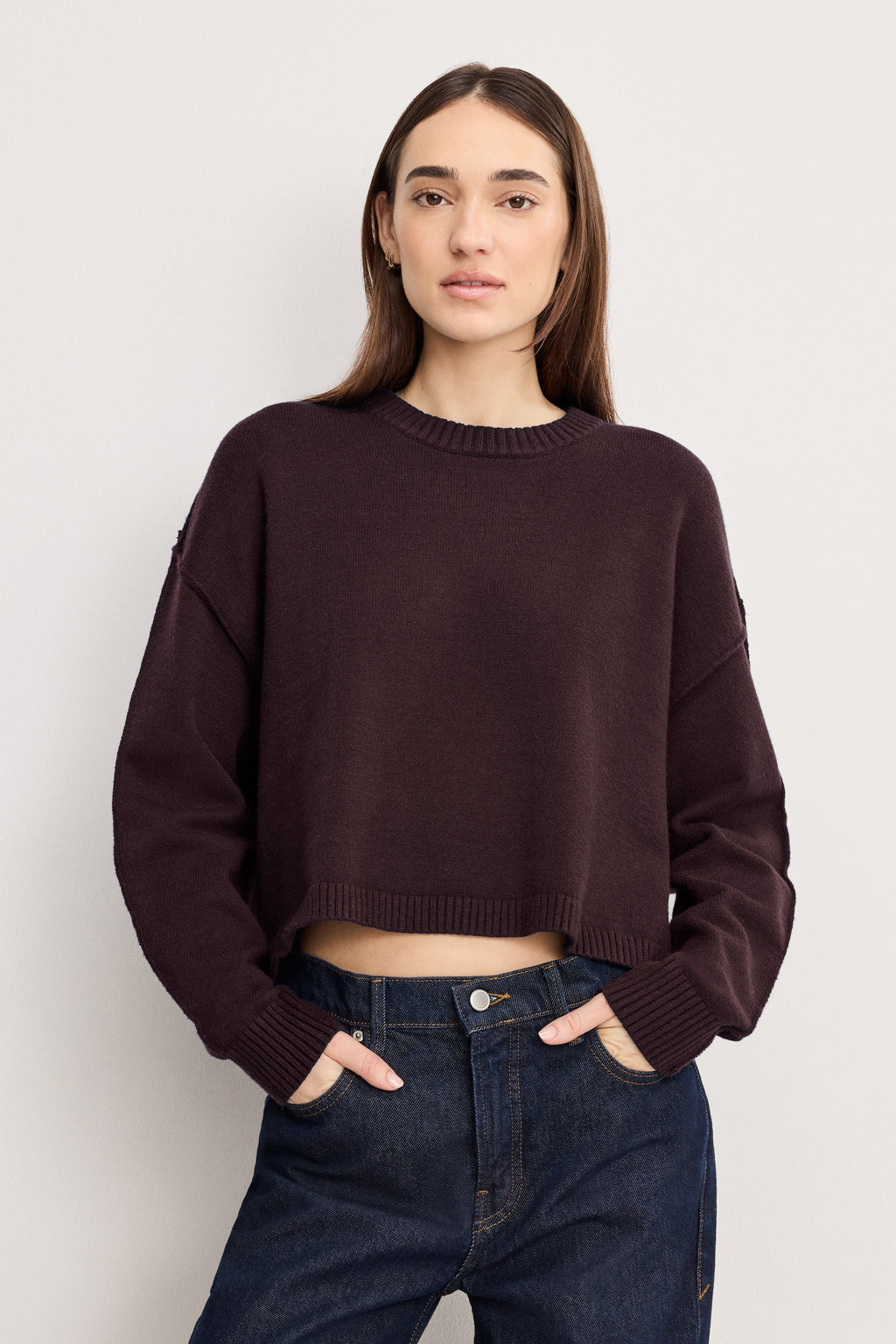 Luxury COZY KNIT CREW NECK BARK003