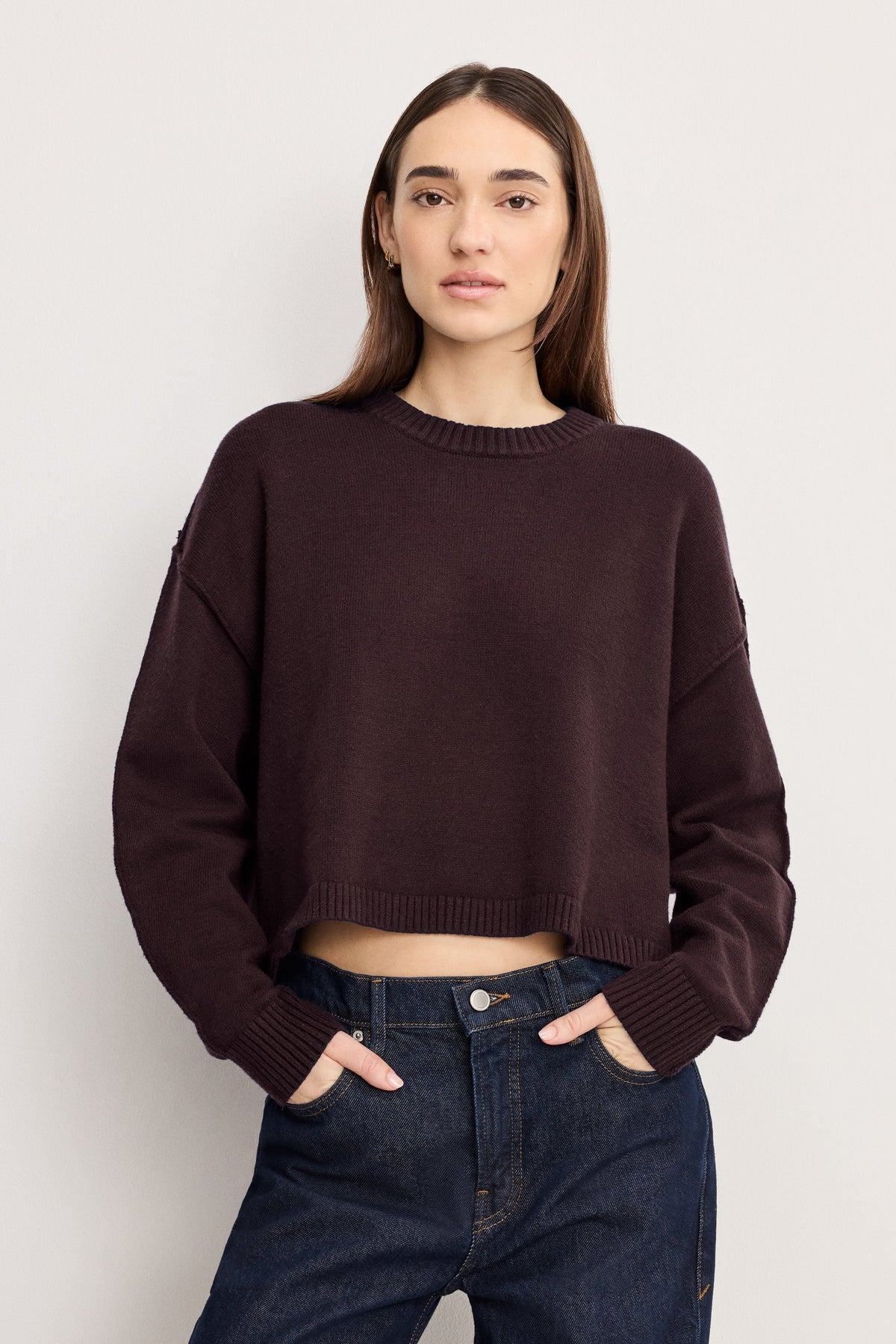 Luxury COZY KNIT CREW NECK BARK003