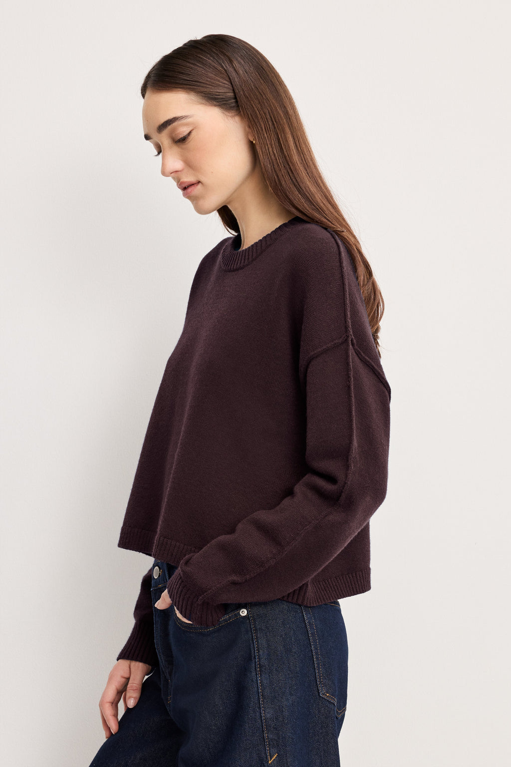 Luxury COZY KNIT CREW NECK BARK003
