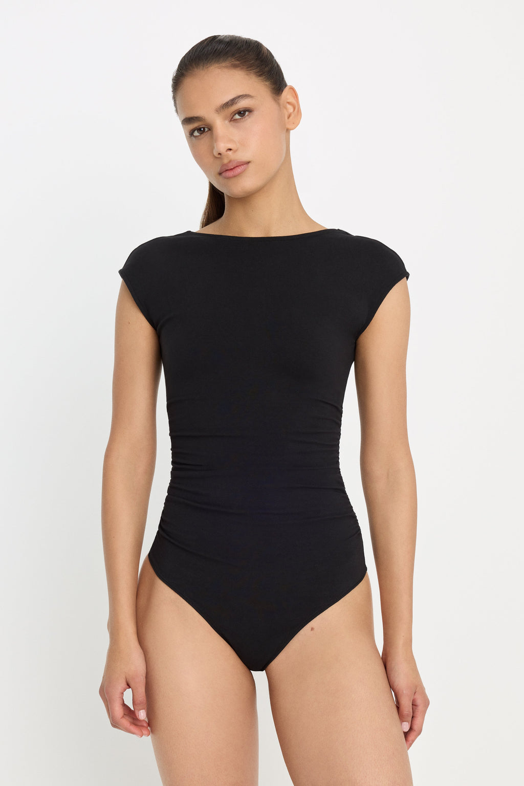 Luxury SUPER STRETCH OPEN BACK BODY SUIT BLACK001