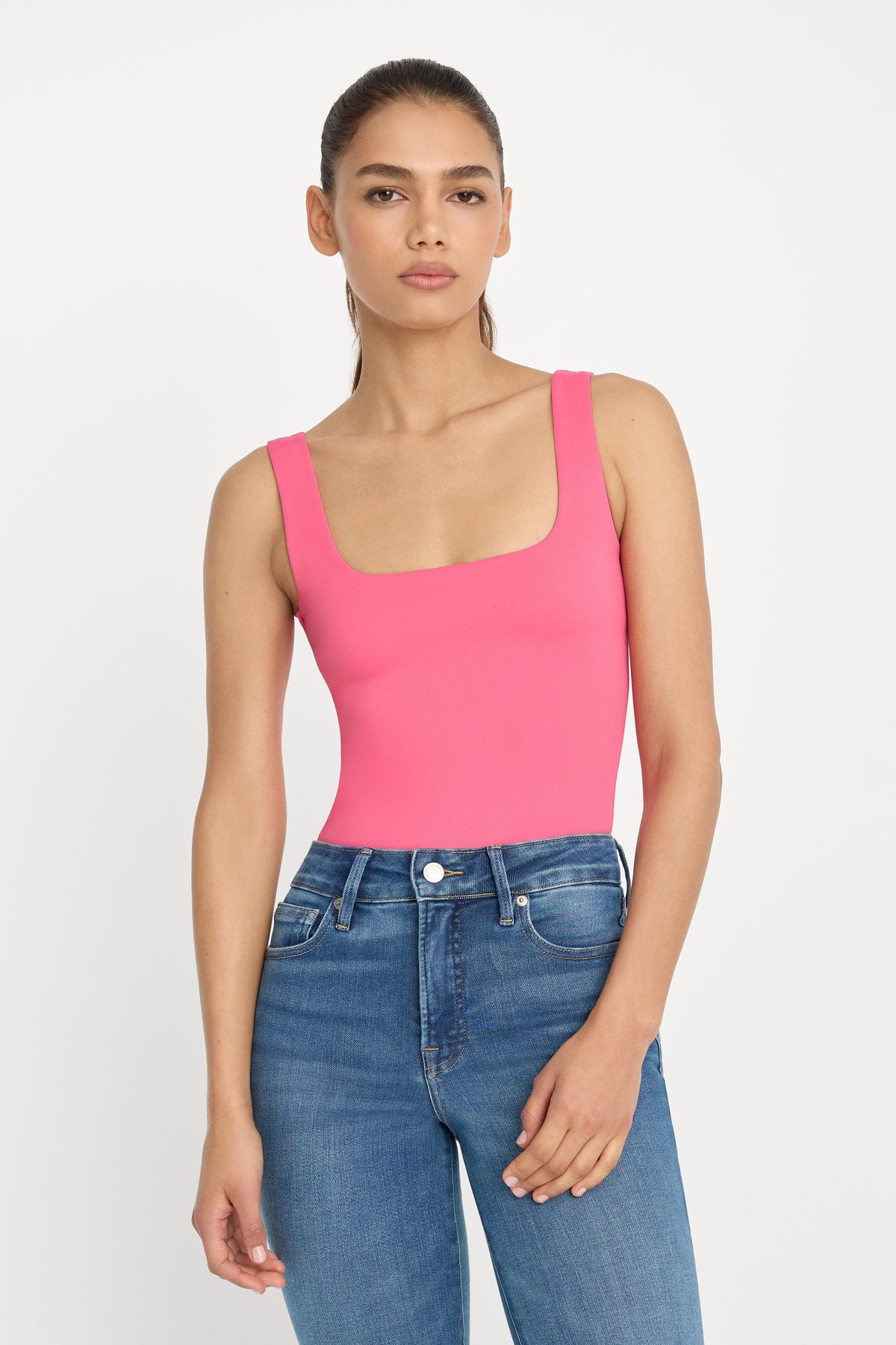 Luxury SCULPTING MODERN TANK BODYSUIT STRAWBERRY PINK