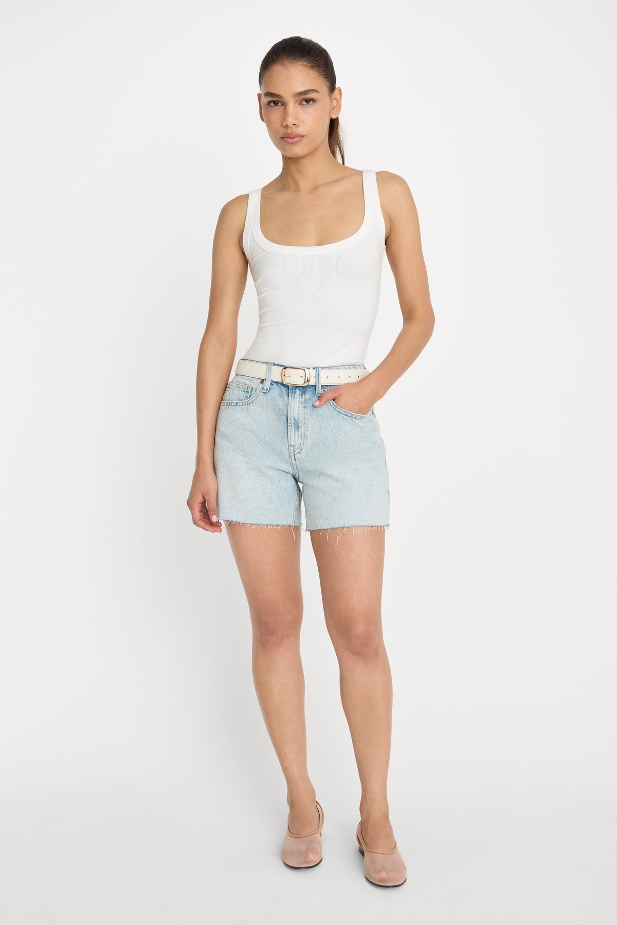 Luxury MODAL RIB TANK BODYSUIT CHALK
