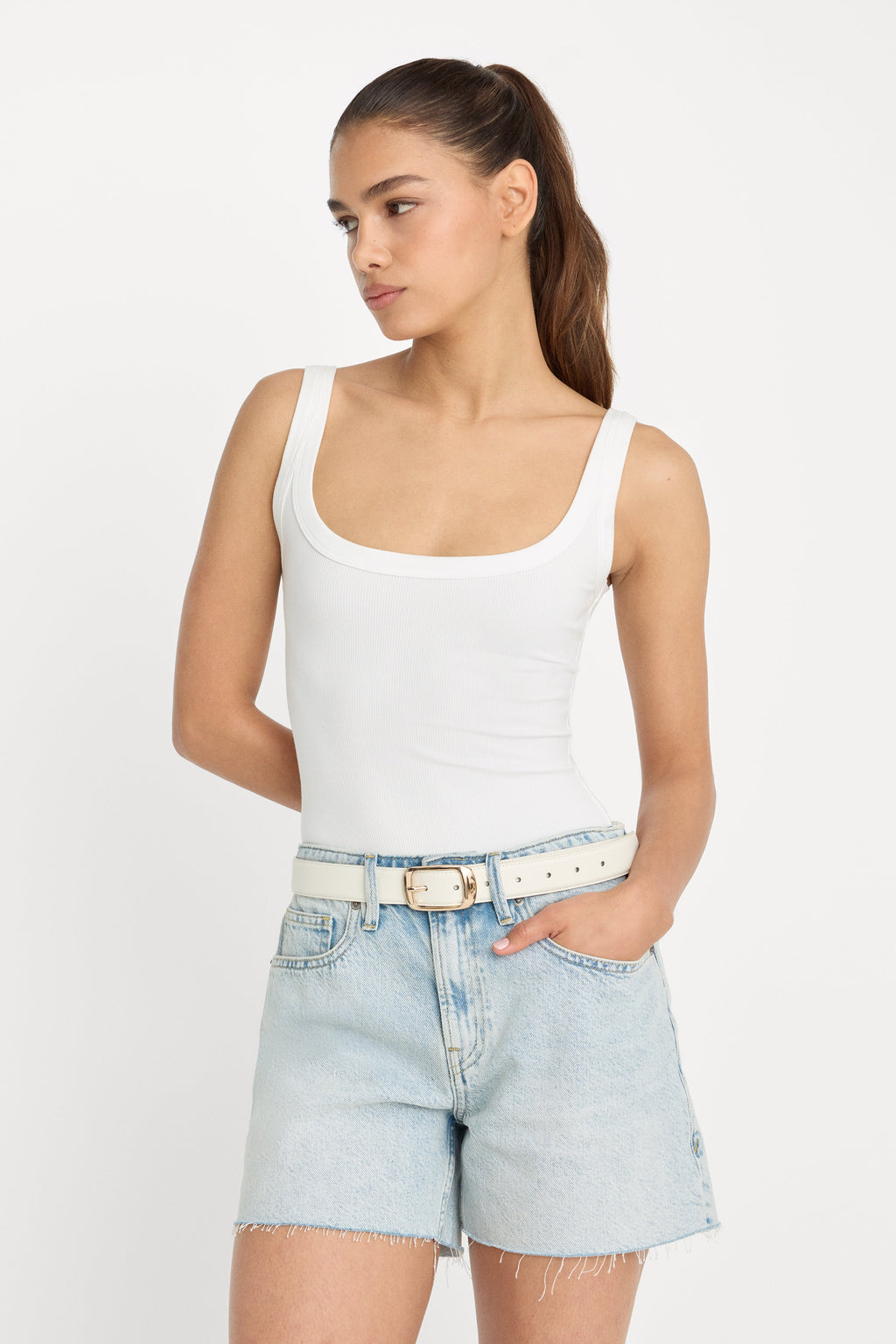 Luxury MODAL RIB TANK BODYSUIT CHALK