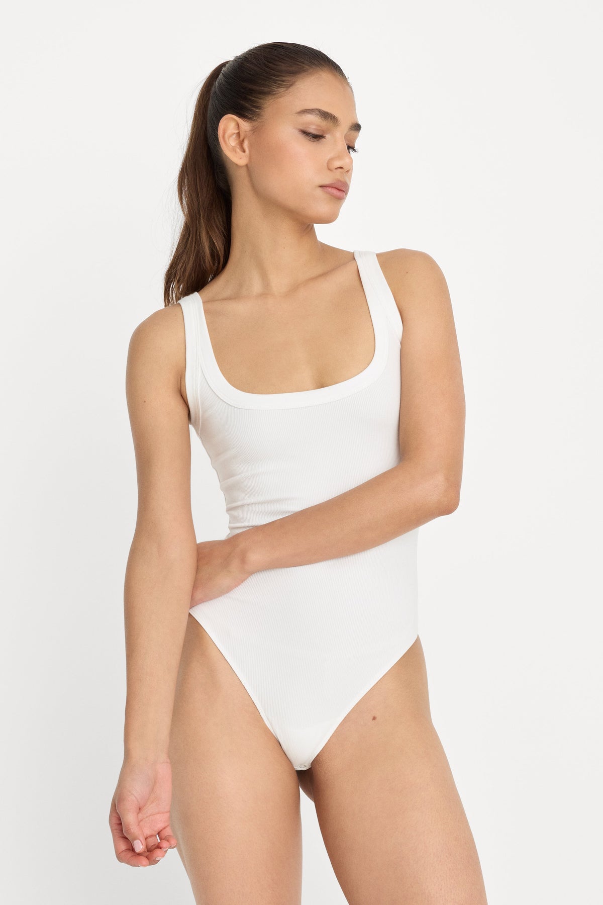 Luxury MODAL RIB TANK BODYSUIT CHALK
