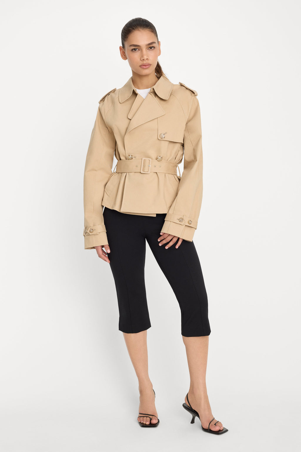 Luxury THE CROPPED TRENCH JACKET SANDY FAWN