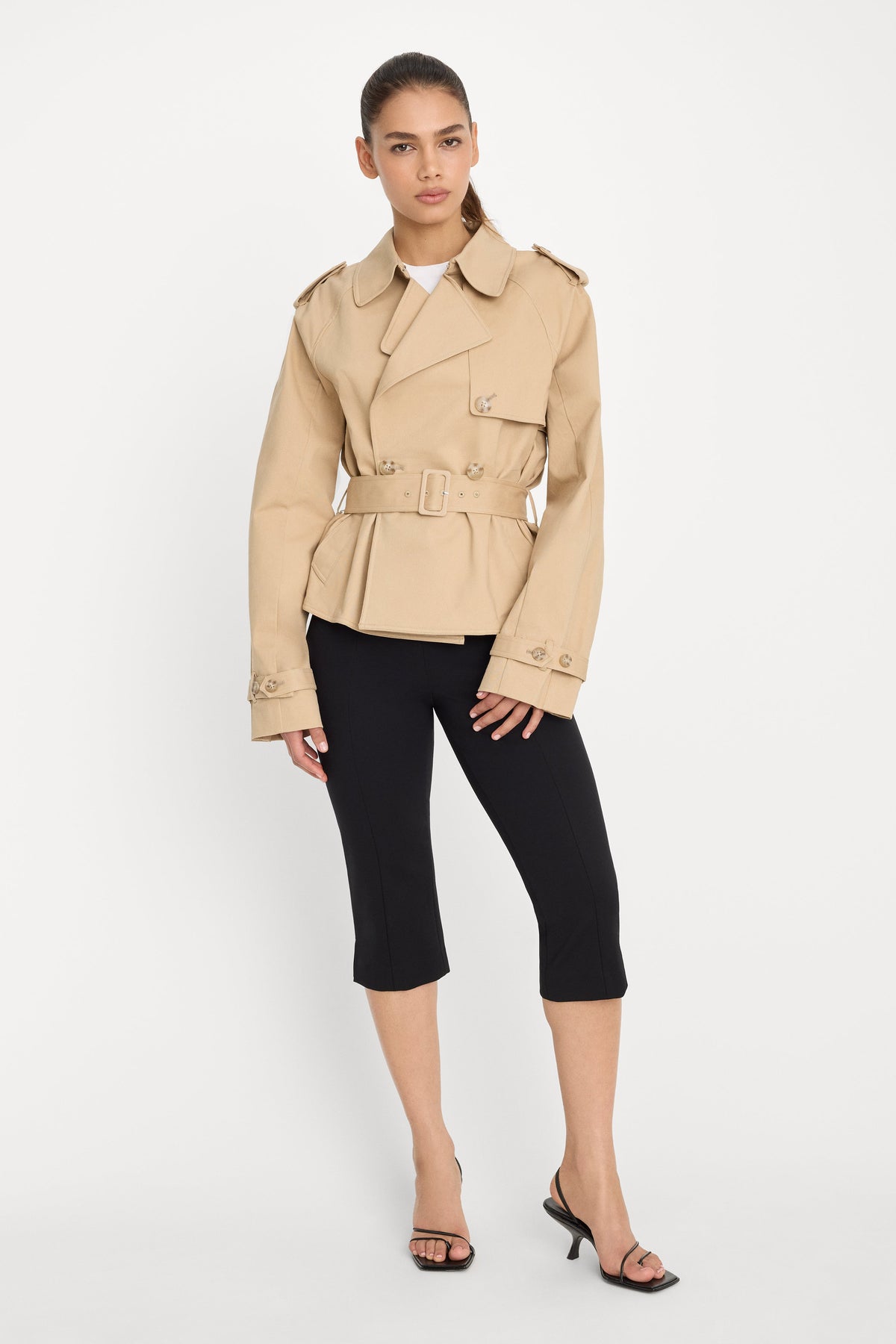 Luxury THE CROPPED TRENCH JACKET SANDY FAWN