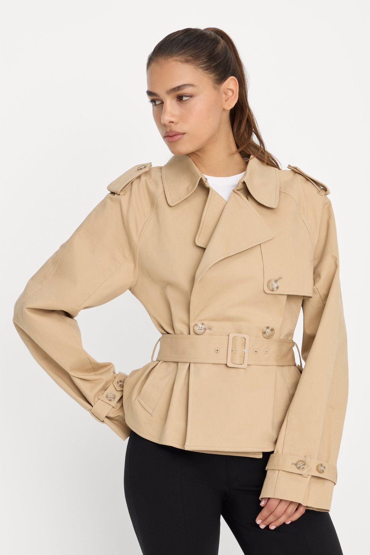 Luxury THE CROPPED TRENCH JACKET SANDY FAWN