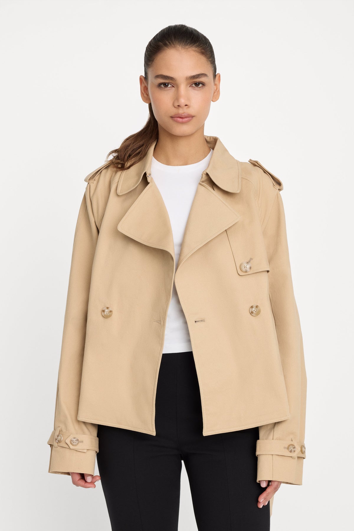 Luxury THE CROPPED TRENCH JACKET SANDY FAWN