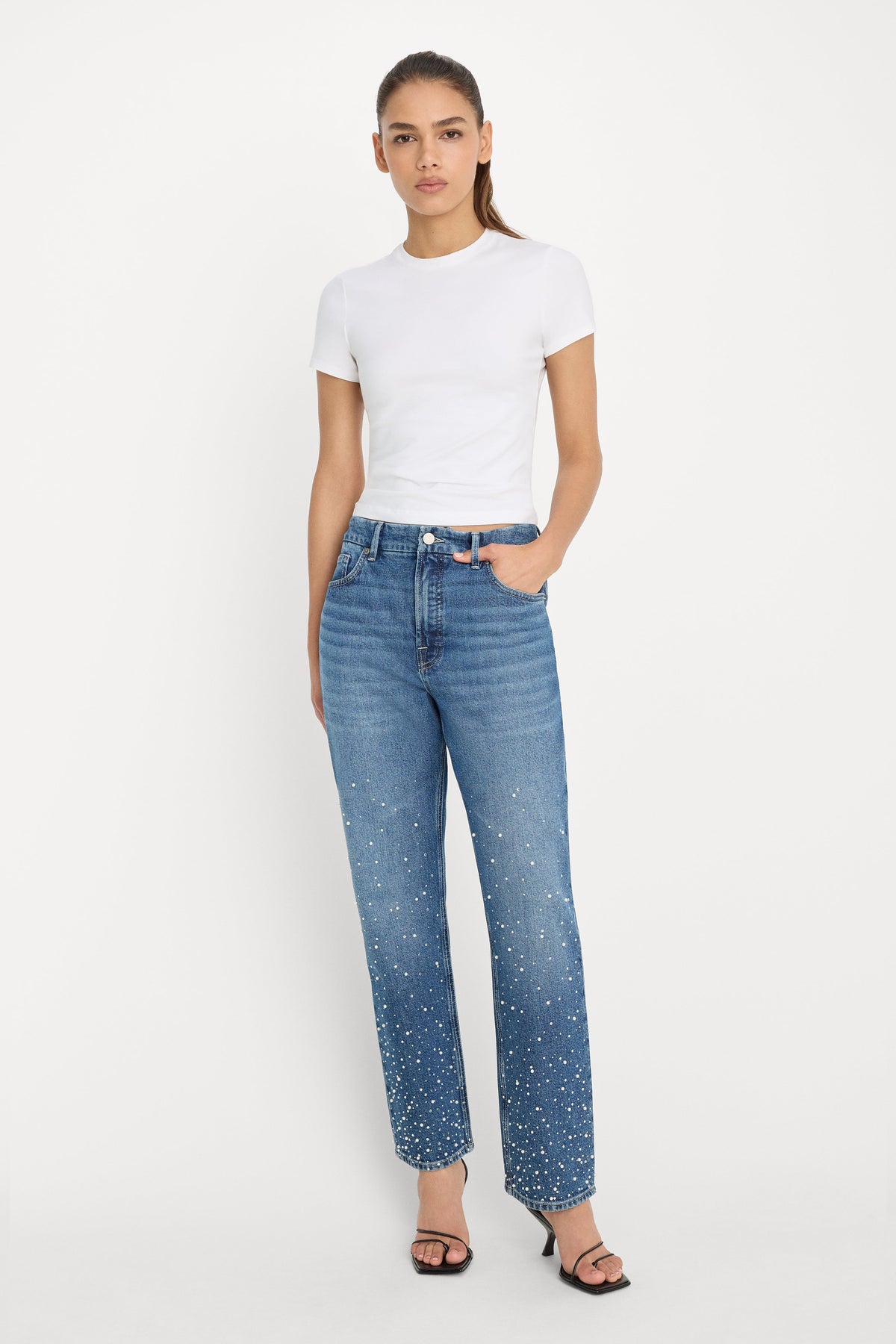 Luxury GOOD ICON STRAIGHT ANKLE PEARL JEANS INDIGO1186