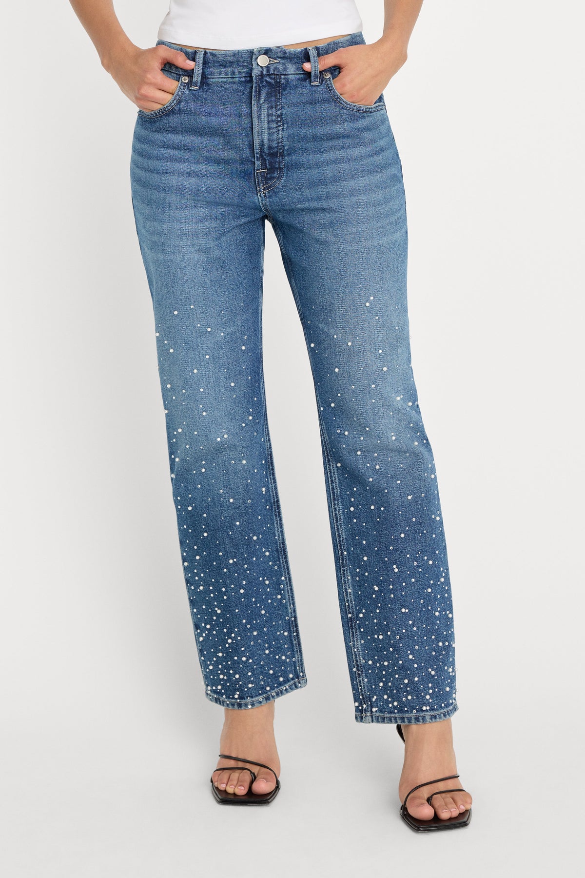 Luxury GOOD ICON STRAIGHT ANKLE PEARL JEANS INDIGO1186