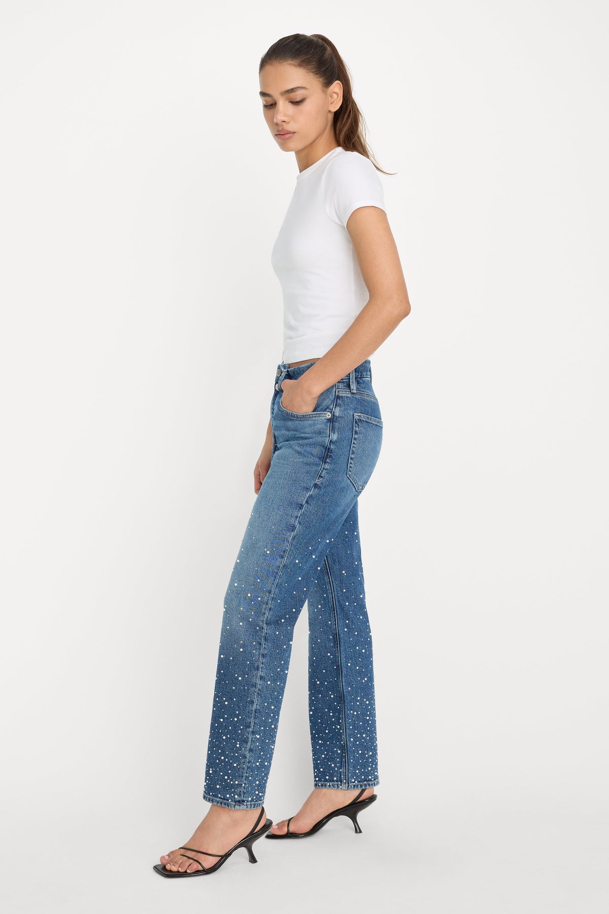 Luxury GOOD ICON STRAIGHT ANKLE PEARL JEANS INDIGO1186