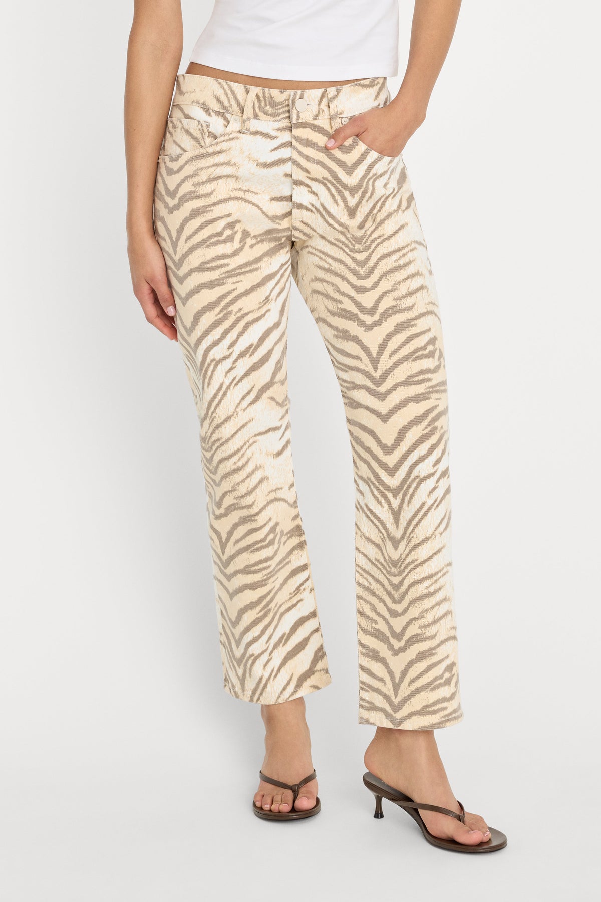 Luxury VINTAGE STRAIGHT ANKLE JEANS BROWN TIGER